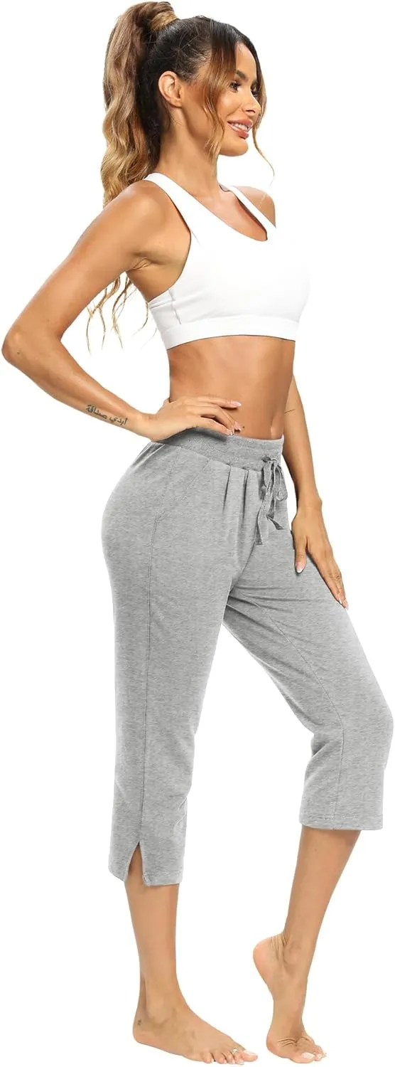 LEXISLOVE Capris for Women Casual Summer Wide Leg Crop Pants Loose Comfy Drawstring Yoga Jogger Capri Pants with Pockets