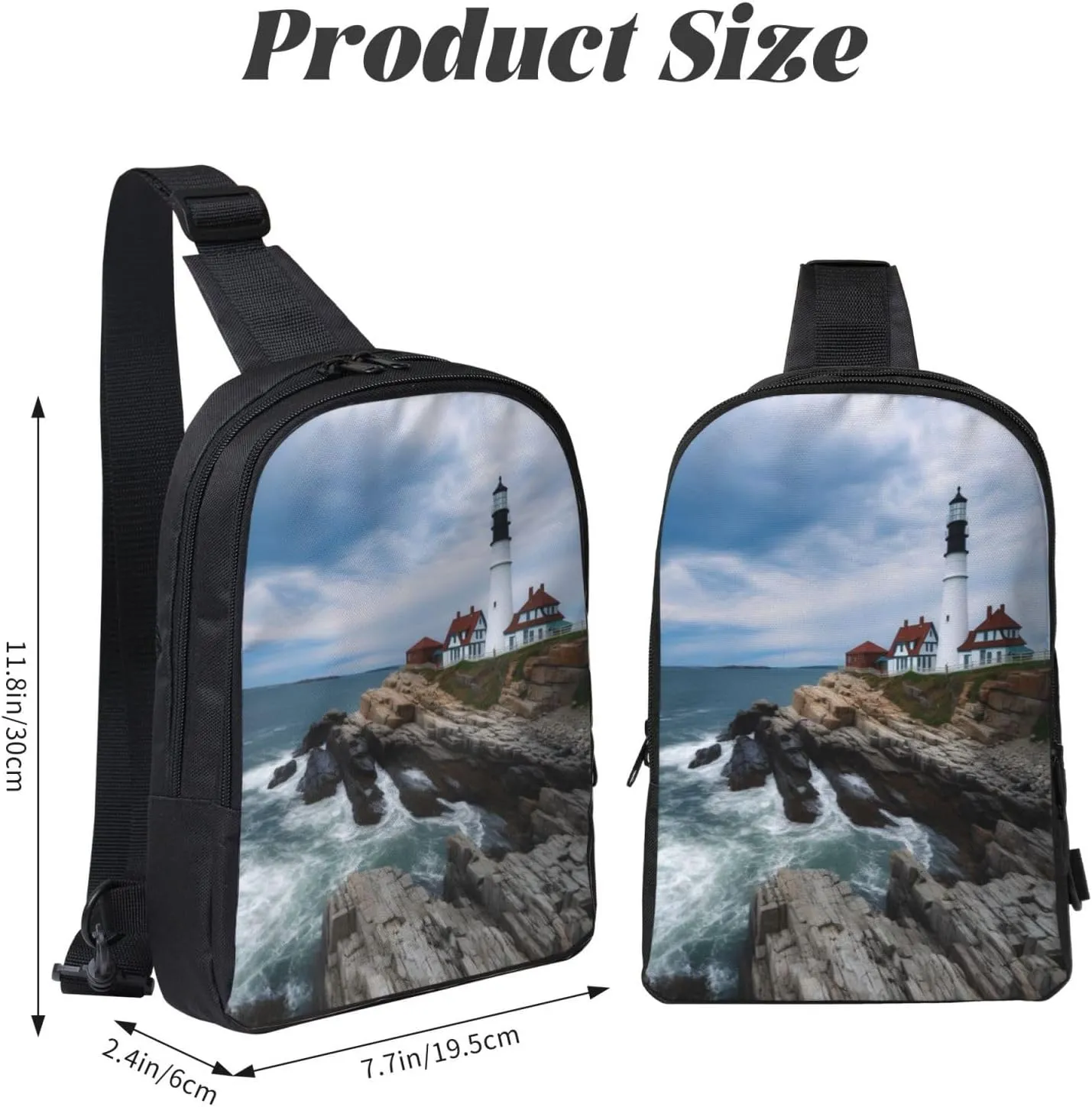 Lighthouse Seaside Casual Crossbody Backpack Sling Bag Lightweight Chest Bag Daypack Shoulder Bag For Men Women