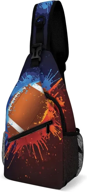 Lightweight Sling Shoulder Backpack, Adjustable Compatible with Watercolor Flame Football Gym Bags, Large Capacity and Spacious Chest Cross Body Bag Daypack, Outdoor Multipurpose Bag