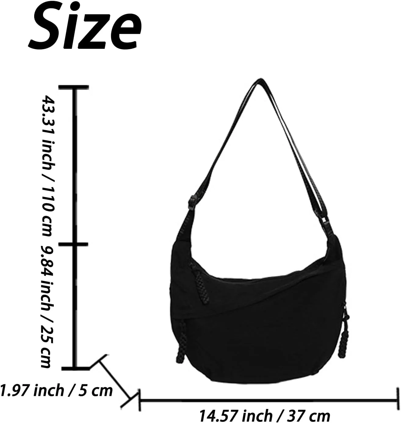 Limorence Crossbody Bag - Fashion Plain Color for Women, Nylon Crossbody Bags for Women, Crescent Crossbody Bag