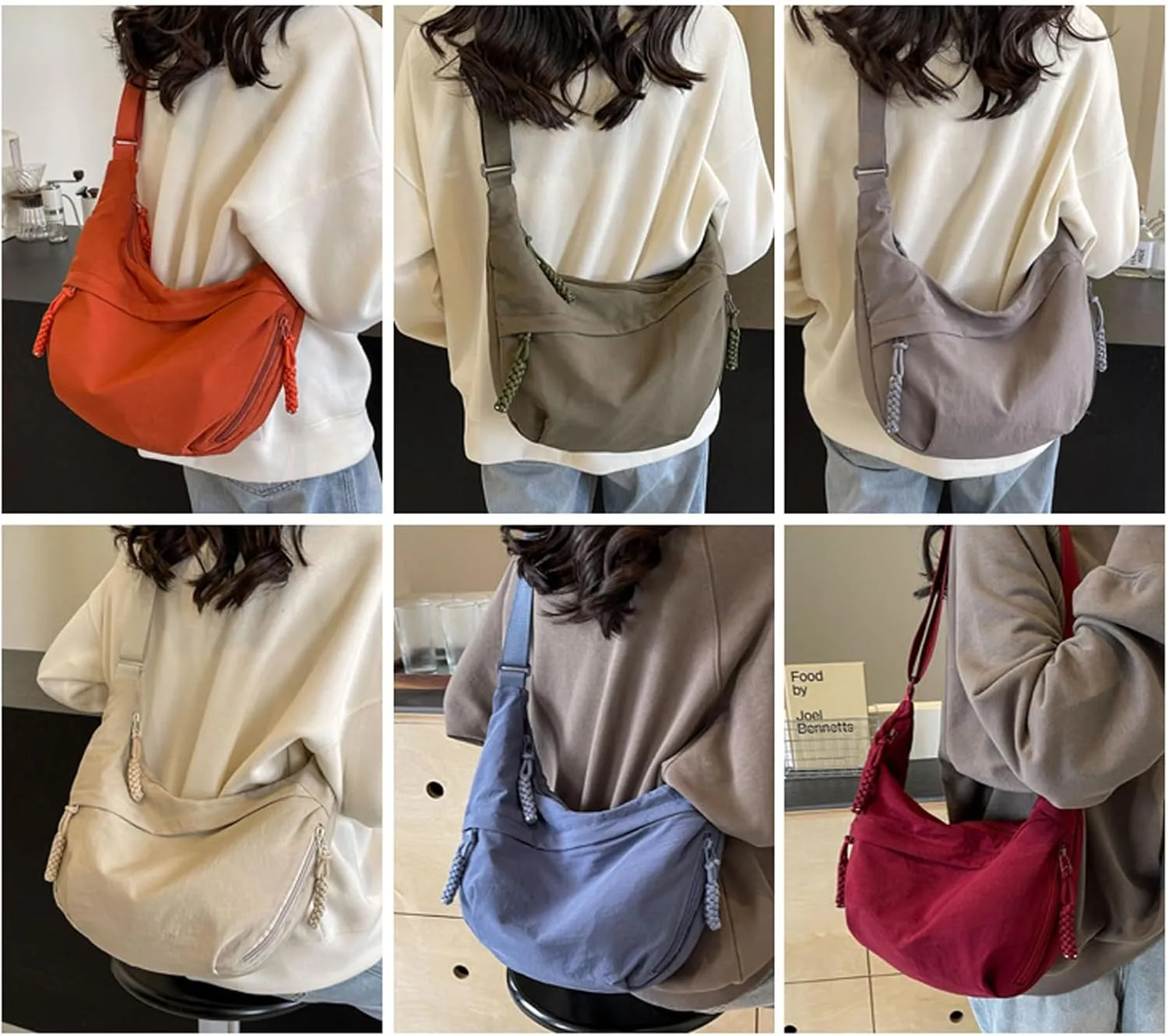 Limorence Crossbody Bag - Fashion Plain Color for Women, Nylon Crossbody Bags for Women, Crescent Crossbody Bag