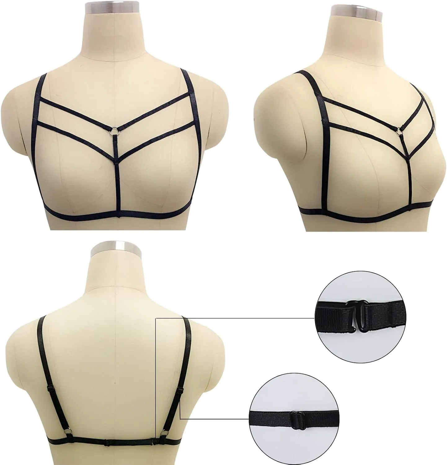 LIVE4COOL Women Harness Elastic Cupless Cage Bra Sexy Lingerie for Women Adjustable Hollow Out Crop Top Exotic Strap Bra