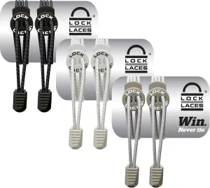 Lock Laces - Elastic No Tie Shoe Laces (Pack of 3) One Size Fits All, for Kids and Adults, Elastic No Tie Shoe Laces