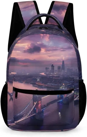 London Tower Bridge England Cityscape Backpack Adjustable Strap Laptop Backpack Business Travel Backpack Carry on Backpack for Women Men