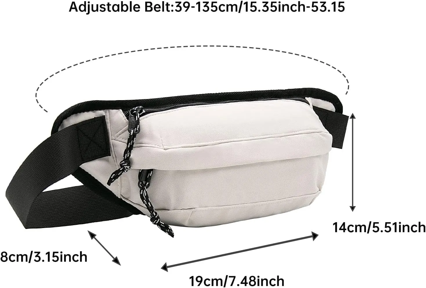 Long-Keeper Fanny Pack for Women Men - Casual Crossbody Sling Bag Running Walking Traveling Waist Pack Bum Bag (Beige)