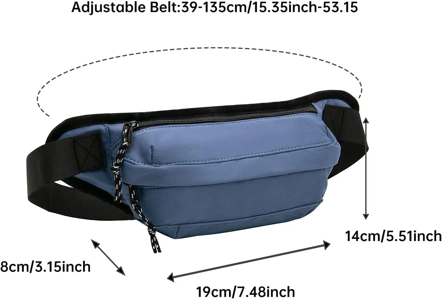 Long-Keeper Fanny Pack for Women Men - Casual Crossbody Sling Bag Running Walking Traveling Waist Pack Bum Bag (Blue)