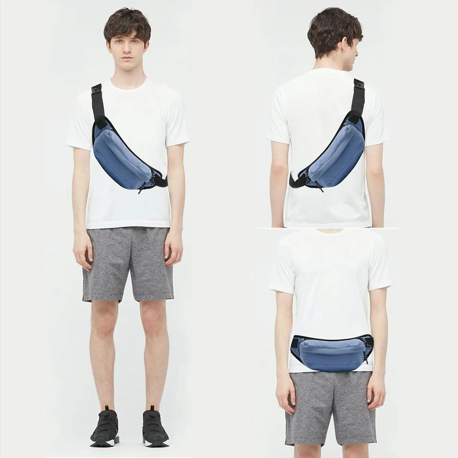Long-Keeper Fanny Pack for Women Men - Casual Crossbody Sling Bag Running Walking Traveling Waist Pack Bum Bag (Blue)