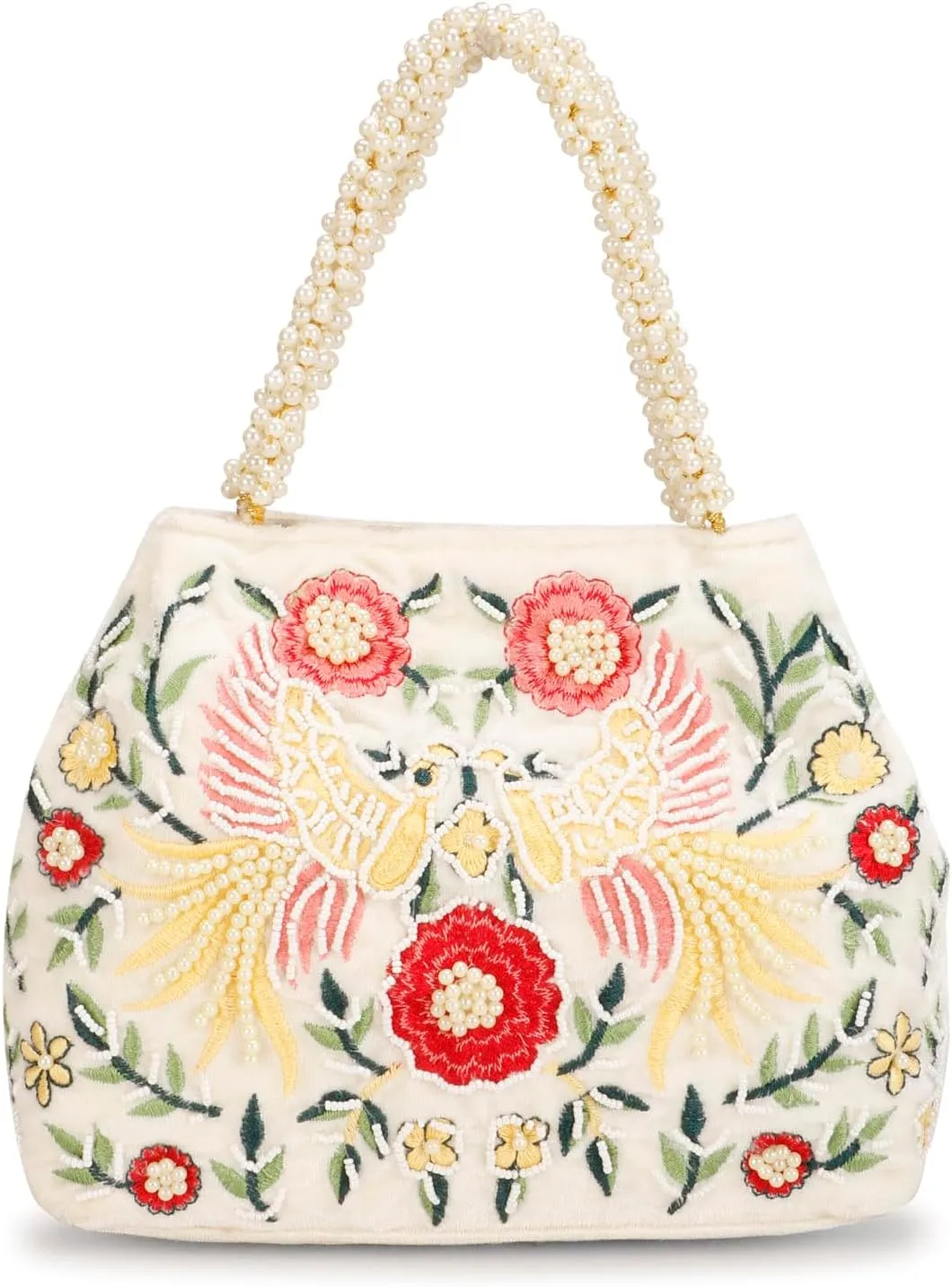 LONGING TO BUY Indian Peacock Embrodiery Potli Bag With Both Side Hand Work, Fancy Potli Bag for Women