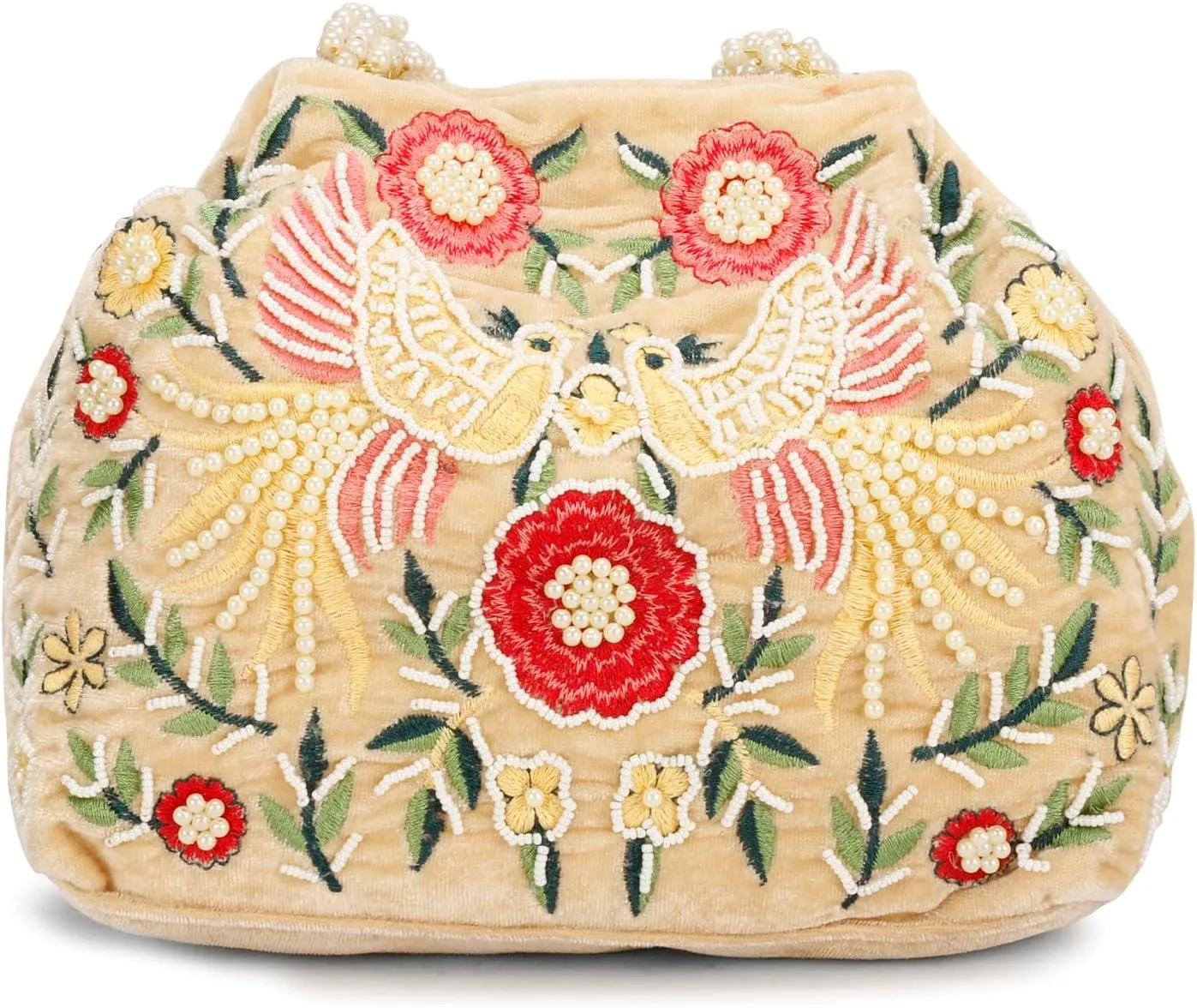 LONGING TO BUY Indian Peacock Embrodiery Potli Bag With Both Side Hand Work, Fancy Potli Bag for Women