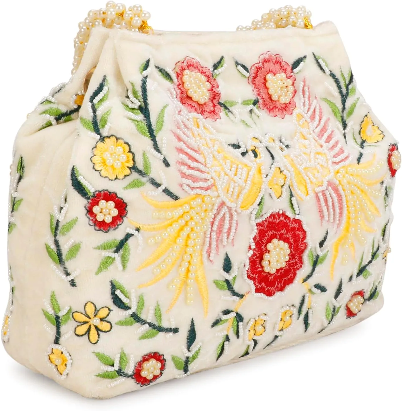 LONGING TO BUY Indian Peacock Embrodiery Potli Bag With Both Side Hand Work, Fancy Potli Bag for Women
