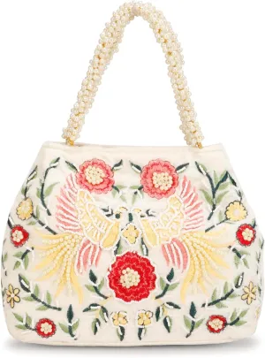 LONGING TO BUY Indian Peacock Embrodiery Potli Bag With Both Side Hand Work, Fancy Potli Bag for Women