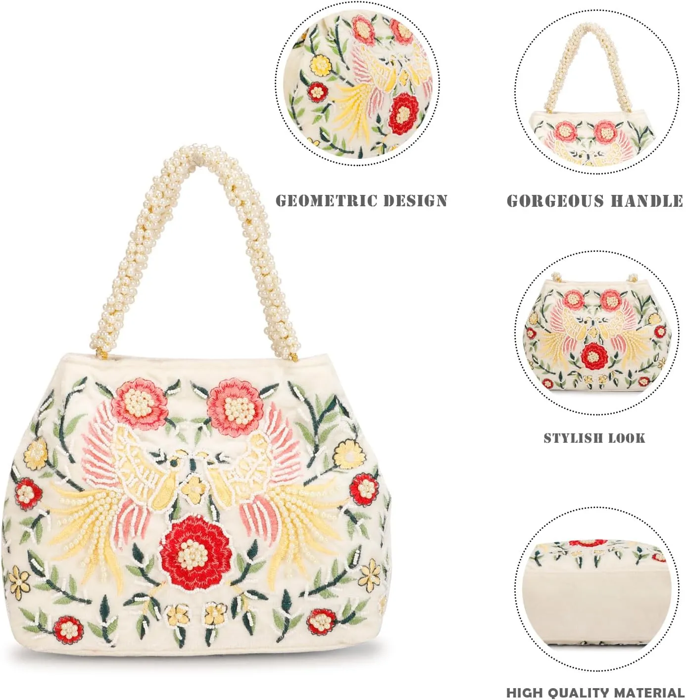 LONGING TO BUY Indian Peacock Embrodiery Potli Bag With Both Side Hand Work, Fancy Potli Bag for Women