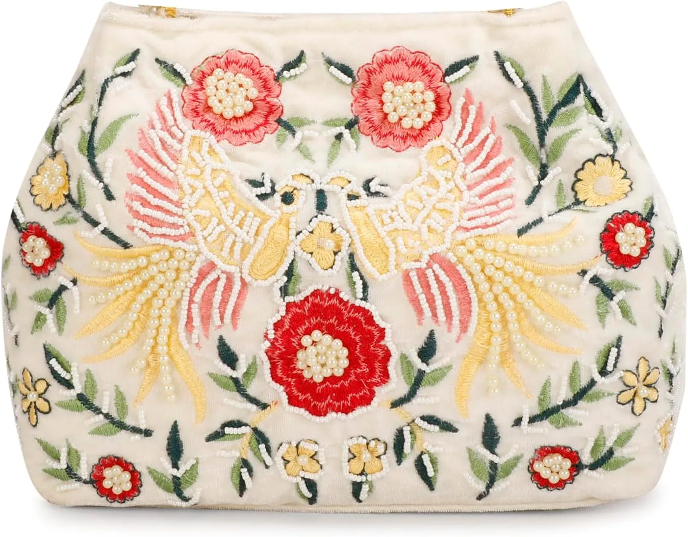 LONGING TO BUY Indian Peacock Embrodiery Potli Bag With Both Side Hand Work, Fancy Potli Bag for Women