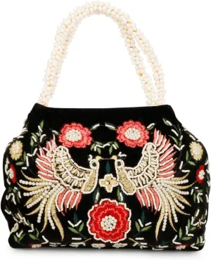 LONGING TO BUY Indian Peacock Embrodiery Potli Bag With Both Side Hand Work, Fancy Potli Bag for Women