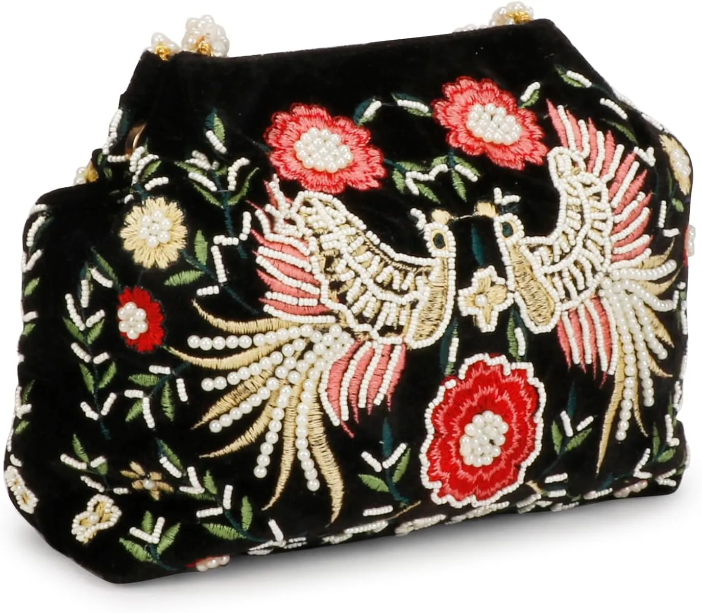 LONGING TO BUY Indian Peacock Embrodiery Potli Bag With Both Side Hand Work, Fancy Potli Bag for Women
