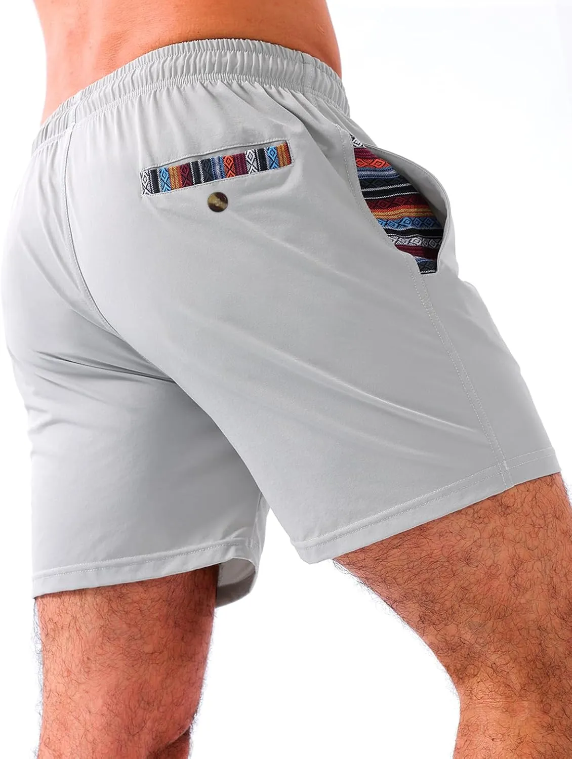 Loopory Mens Casual Shorts-Drawstring Summer Beach Stretch Twill Golf Shorts-Anti-Wrinkle Fabric-5"&7"