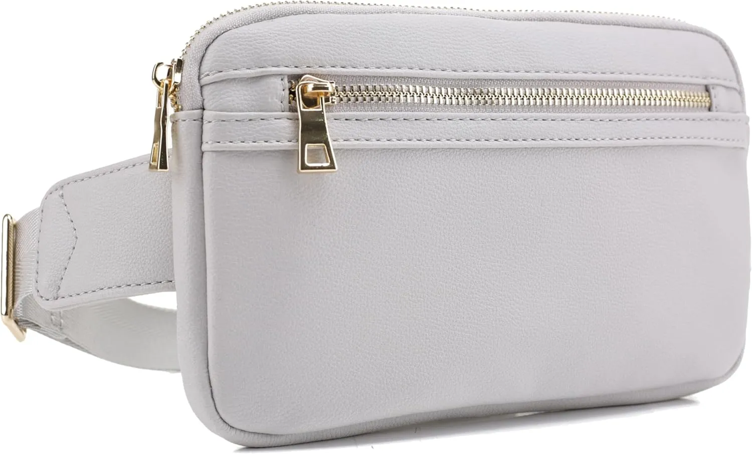 LOVESOME Vegan Leather Everywhere Fashion Waist Bag Fanny Pack Crossbody Bag Belt Bag Sling Bag with Adjustable Strap for Women (Light Grey)
