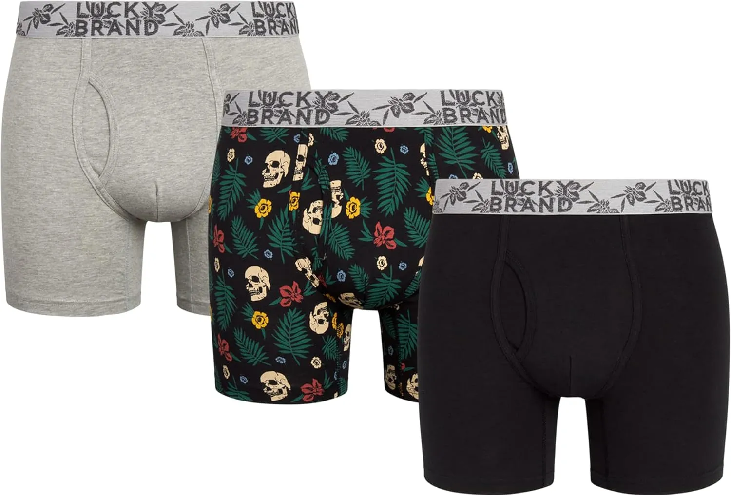 Lucky Brand Men's Boxer Briefs - 3 Pack Athletic Compression Quick Dry Underwear - Boxers for Men (Sizes: S-XXL)