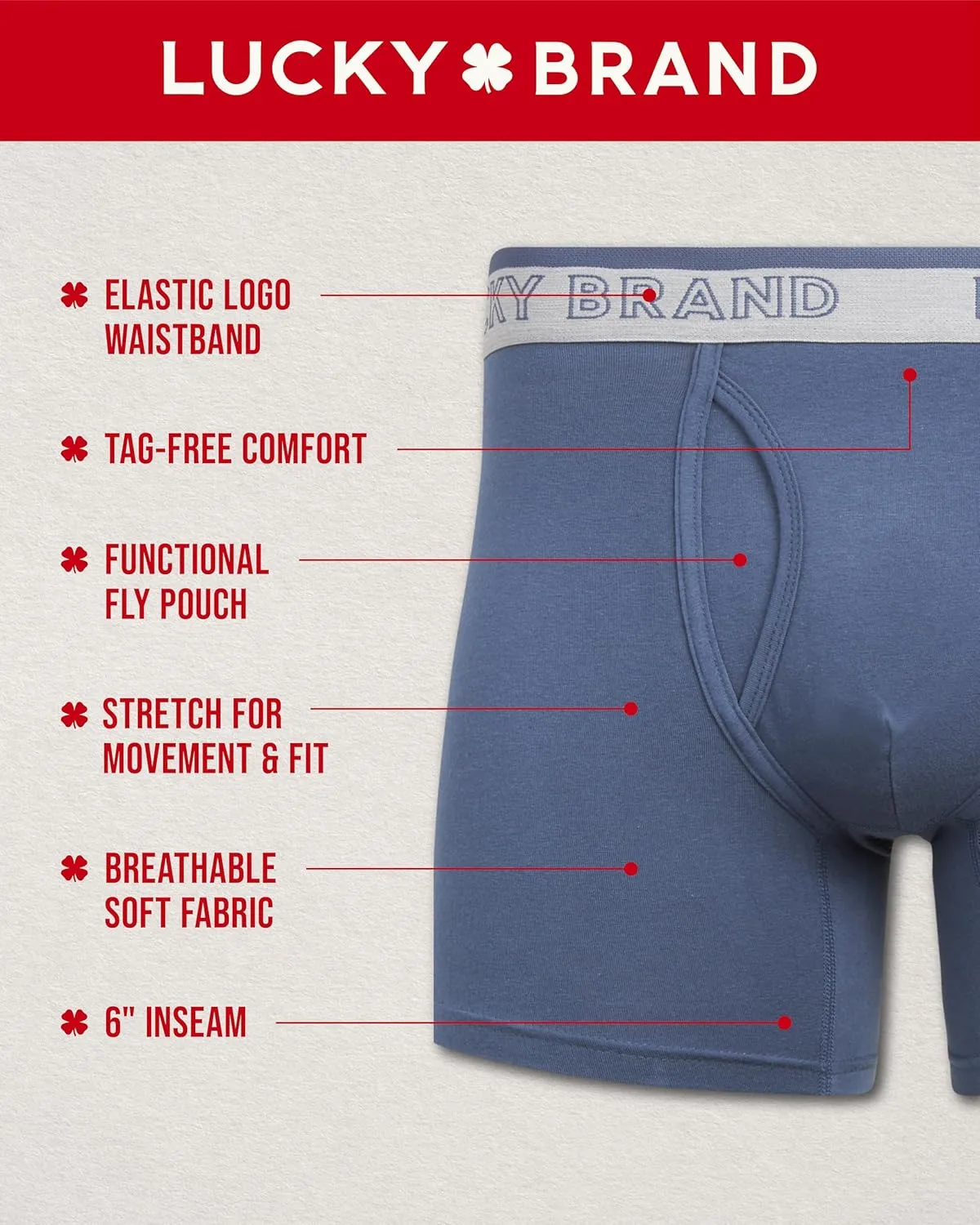 Lucky Brand Men's Boxer Briefs - 3 Pack Athletic Compression Quick Dry Underwear - Boxers for Men (Sizes: S-XXL)