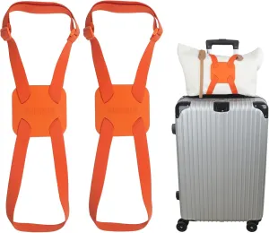 Luggage Straps Bag Bungees add a Bag, Luggage Bungee for suitcases Elastic Strap Belt- 2 Pack (Orange-2)