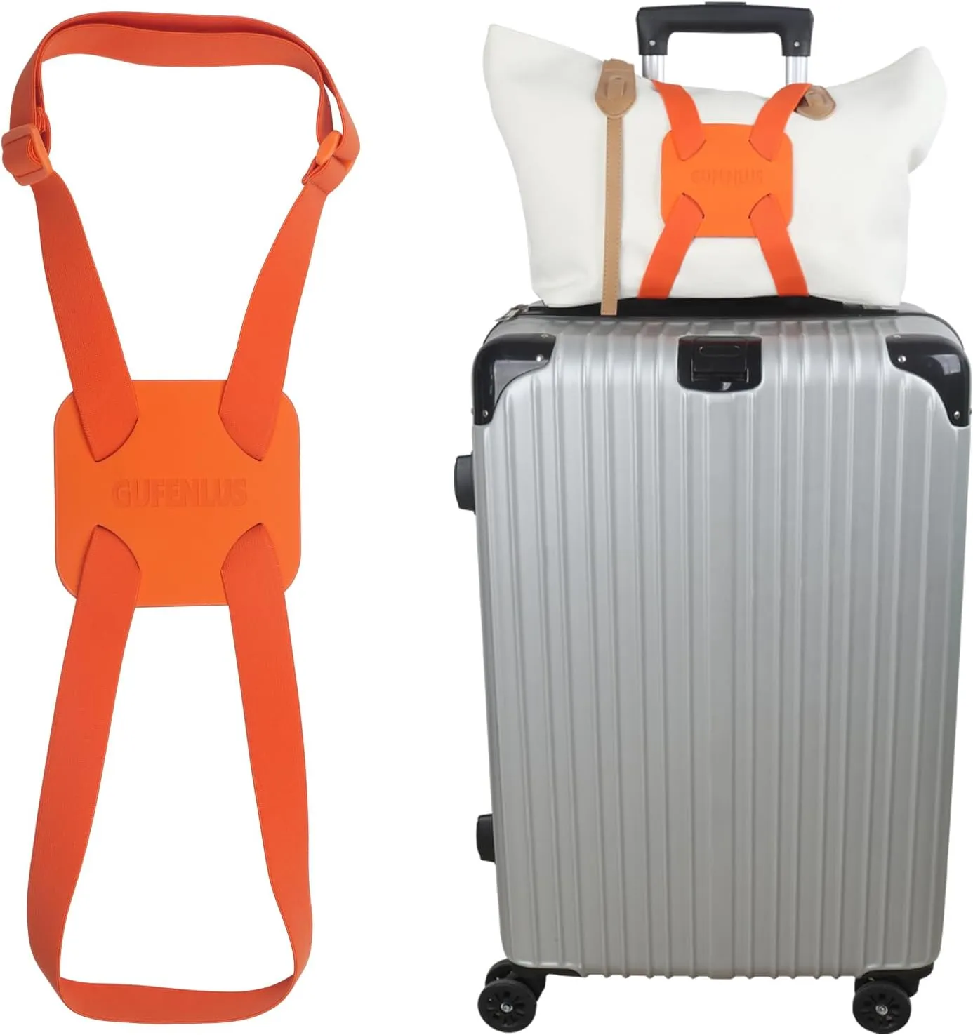 Luggage Straps Bag Bungees add a Bag, Luggage Bungee for suitcases Elastic Strap Belt- 2 Pack (Orange-2)