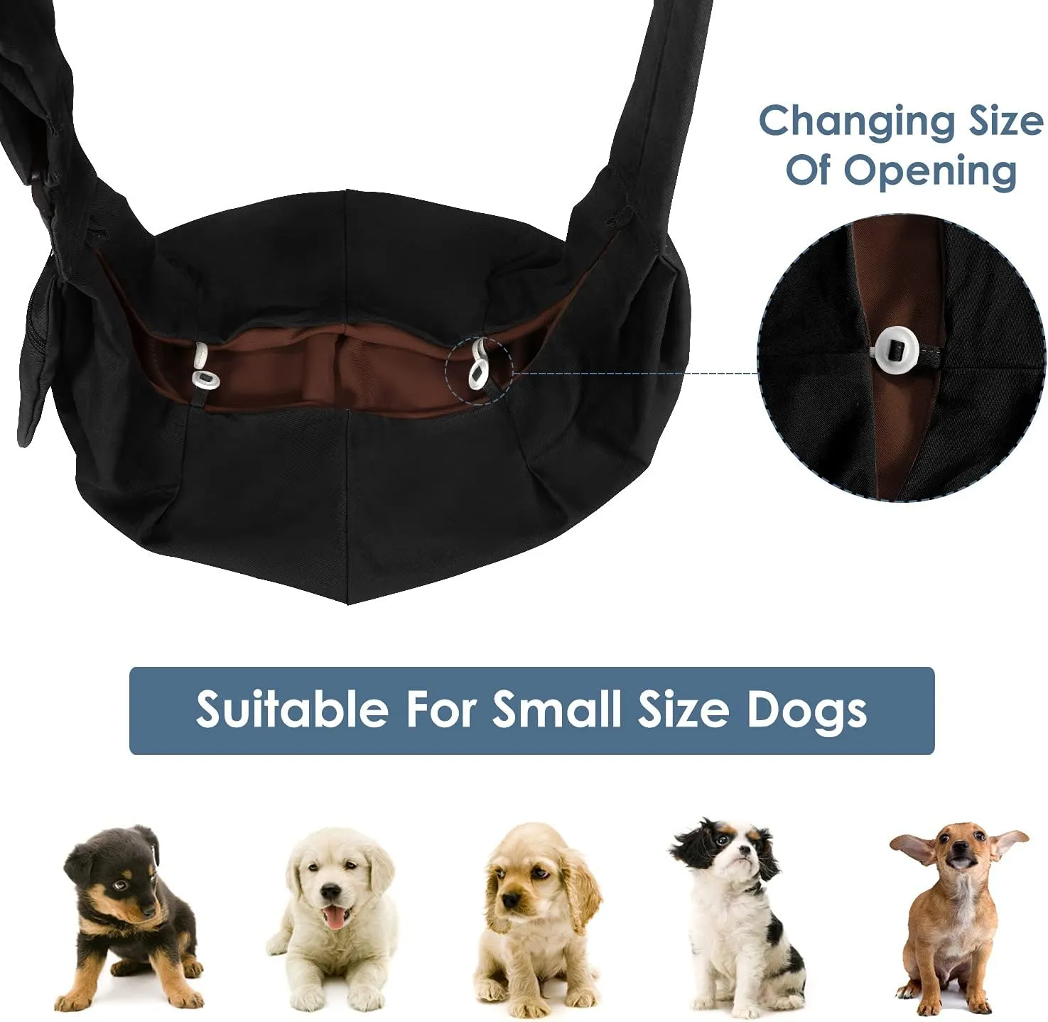 Lukovee Pet Sling, Hand Free Dog Sling Carrier Adjustable Padded Strap Tote Bag Breathable Cotton Shoulder Bag Front Pocket Safety Belt Carrying Small Dog Cat Puppy Machine Washable (BN, L)
