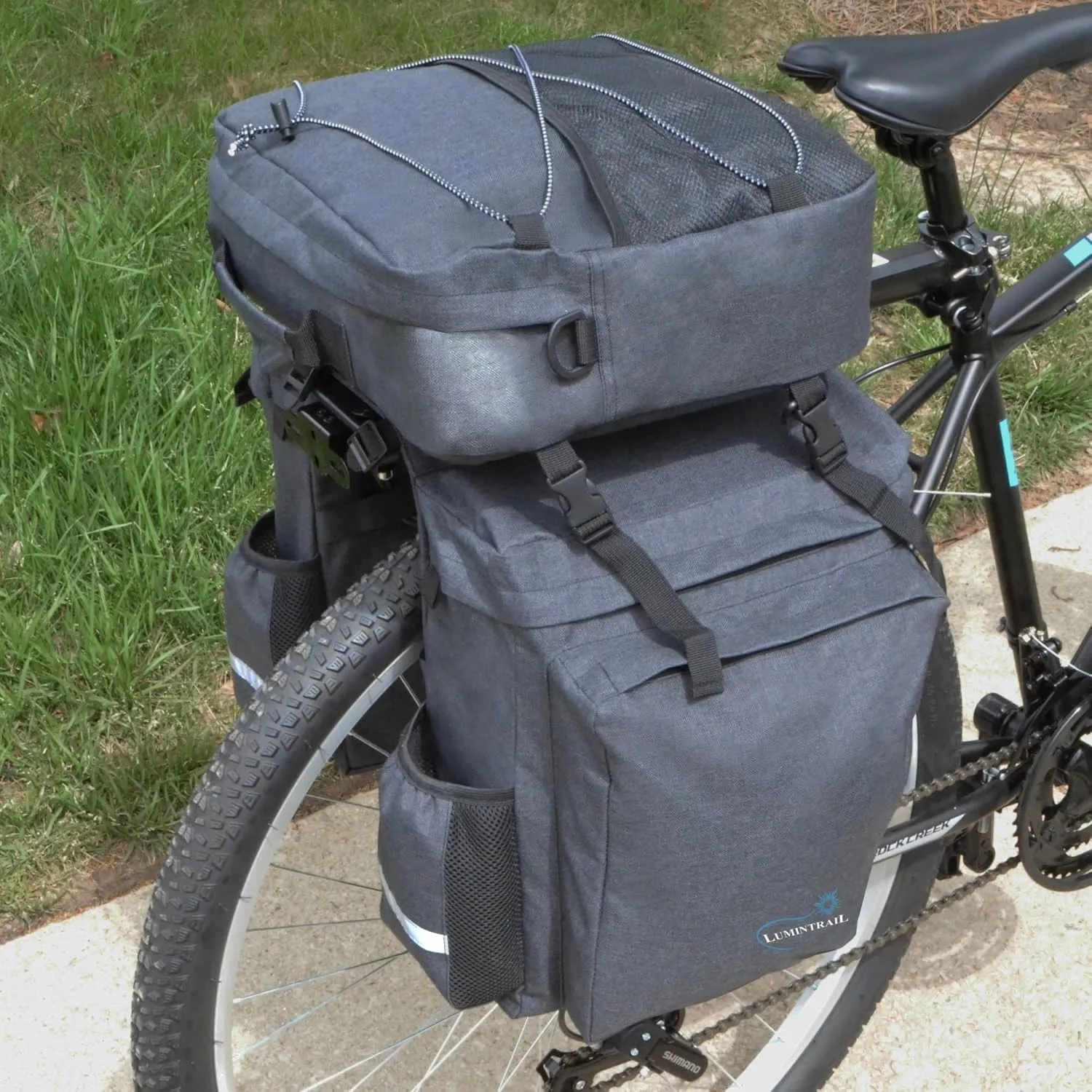 Lumintrail 3-in-1 Bike Panniers - 40L Bicycle Pannier & Backpack Carrier Bike Bags - for Secure Bicycles Rear Rack Mounting Panniers - Ideal for Commuting & Touring Cyclists
