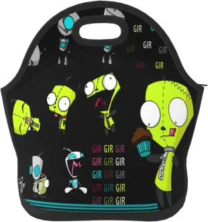 Lunch Bags Invader Anime Zim Insulated Lunch Tote Reusable Portable Lunch Box for Outdoor Office Picnic 11 X 11.4 X 5.5 in