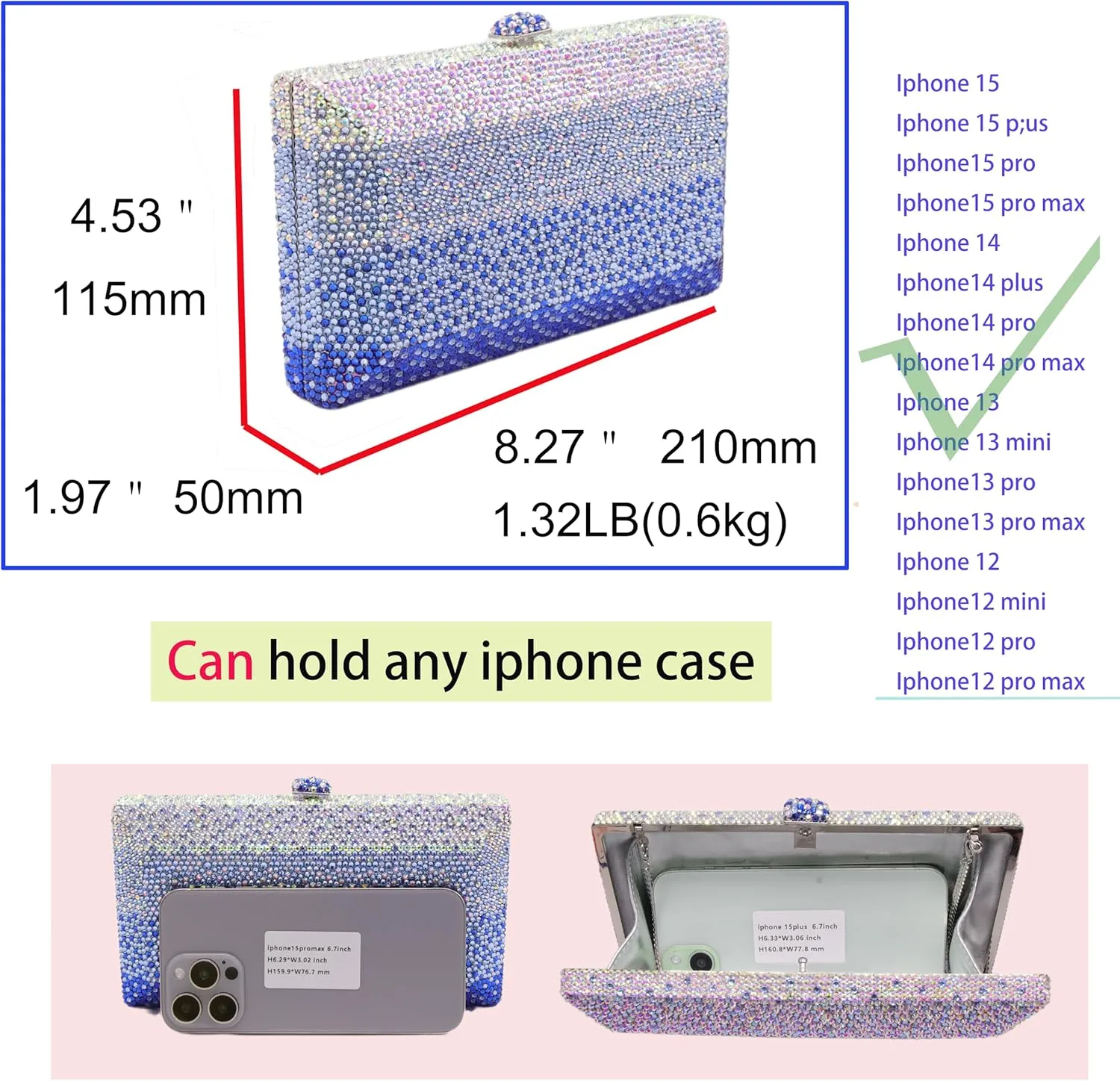 Luxury Crystal Clutch Purses for women Rhinestone Bride Wedding Party Evening Bag AB Stone Box Handbag for Prom Birthday