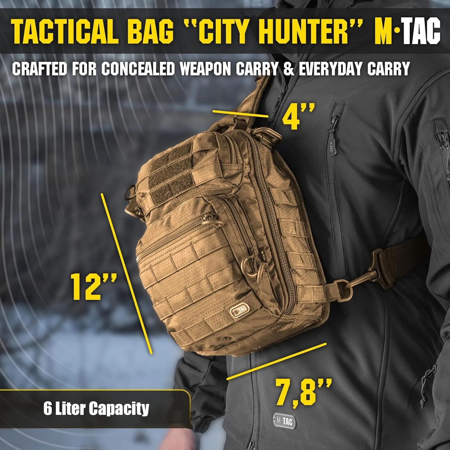 M-Tac City Hunter Hexagon, Tactical Sling CCW Concealed Carry Bag, EDC Pack