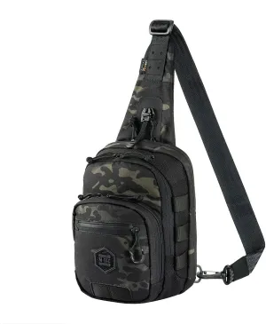 M-Tac Elite Cross Bag Slim - Tactical Crossbody Sling Backpack for Man with CCW Concealed Carry (Slim, Multicam Black/Black)