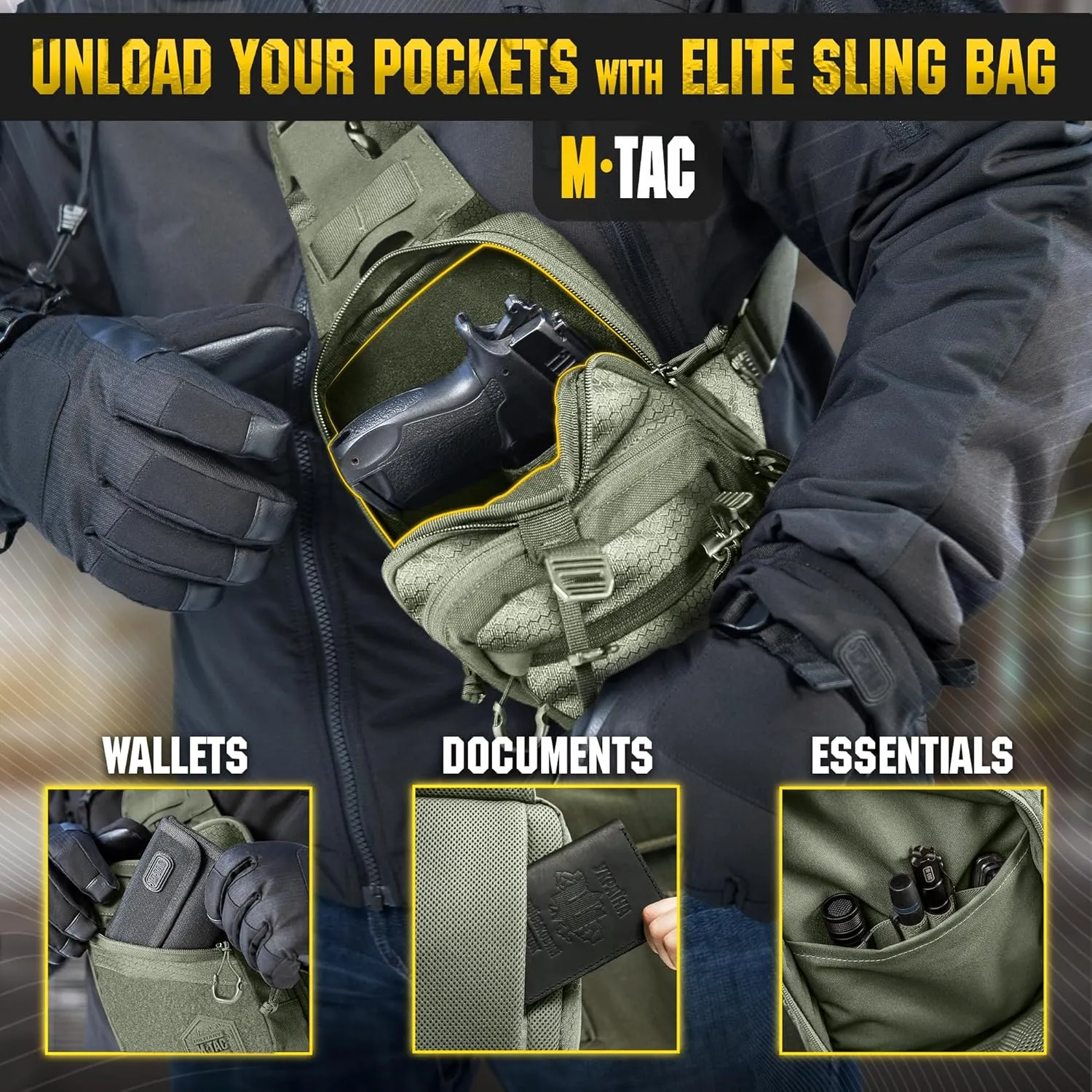 M-Tac Elite Sling Bag - EDC Tactical Crossbody Concealed Carry CCW Chest Pack