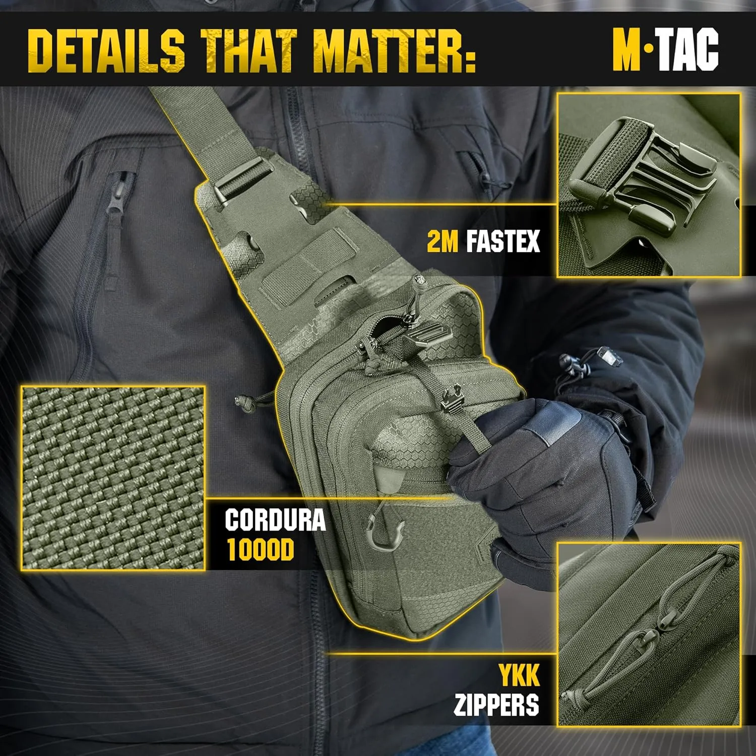M-Tac Elite Sling Bag - EDC Tactical Crossbody Concealed Carry CCW Chest Pack