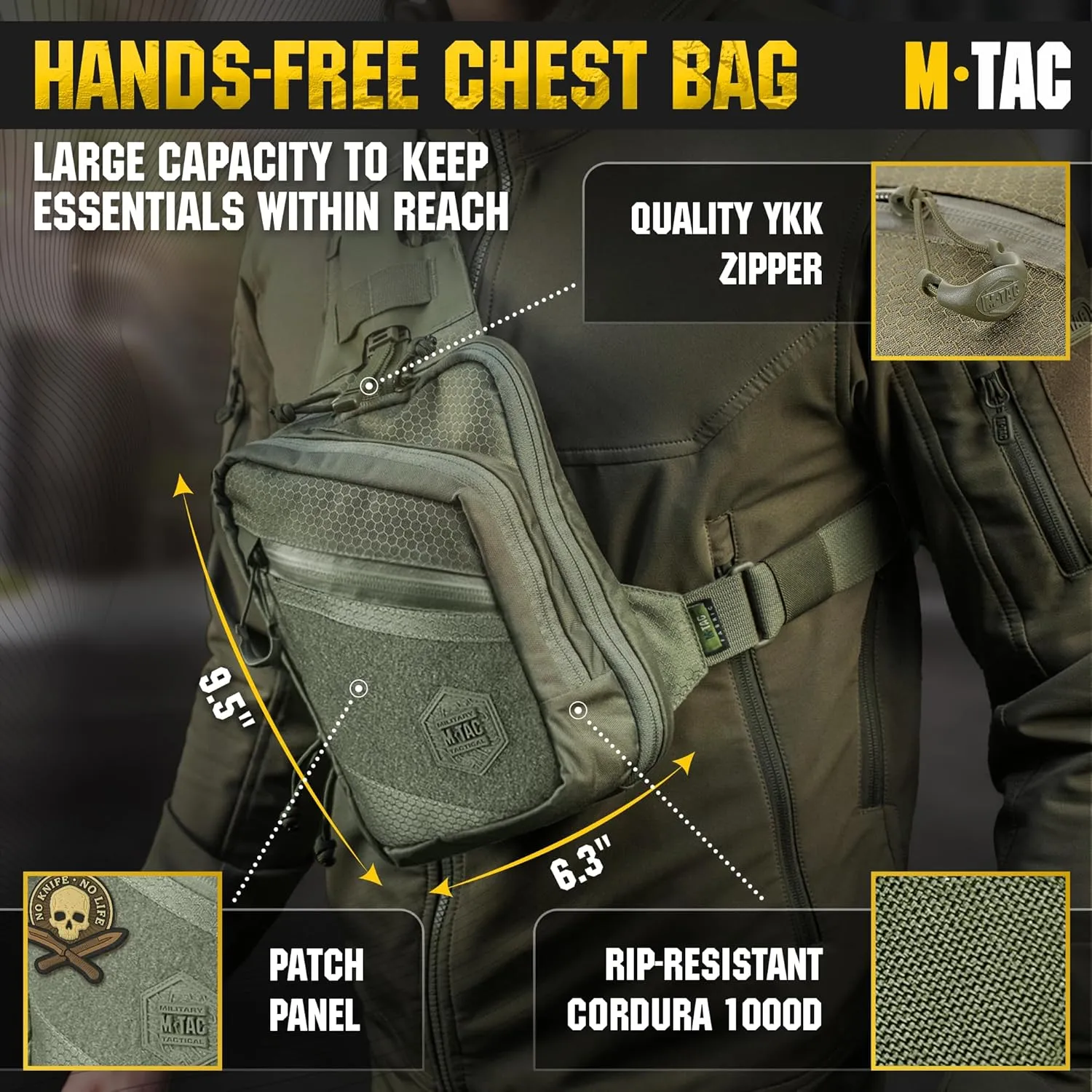 M-Tac Elite Sling Bag - EDC Tactical Crossbody Concealed Carry CCW Chest Pack
