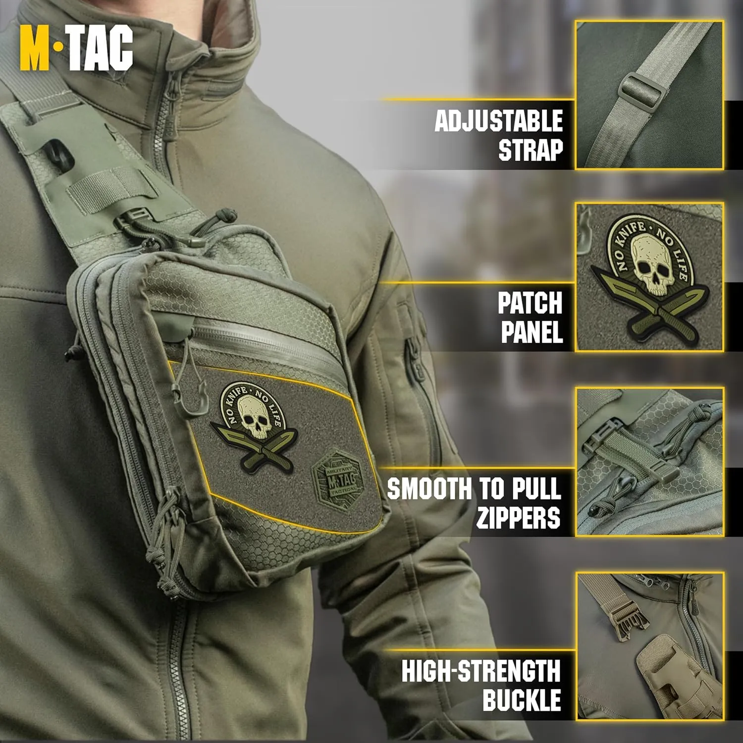 M-Tac Elite Sling Bag - EDC Tactical Crossbody Concealed Carry CCW Chest Pack