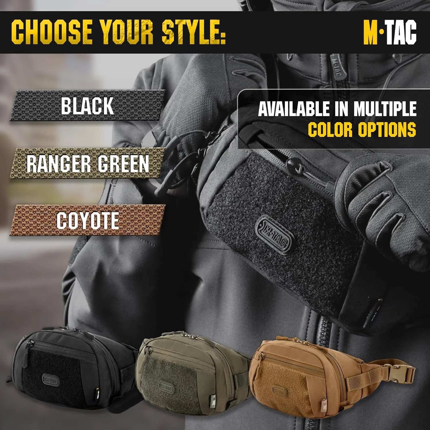 M-Tac Small Companion Waist Pack - Tactical Style Belt Bag EDC - Fanny Pack for Men (Black)