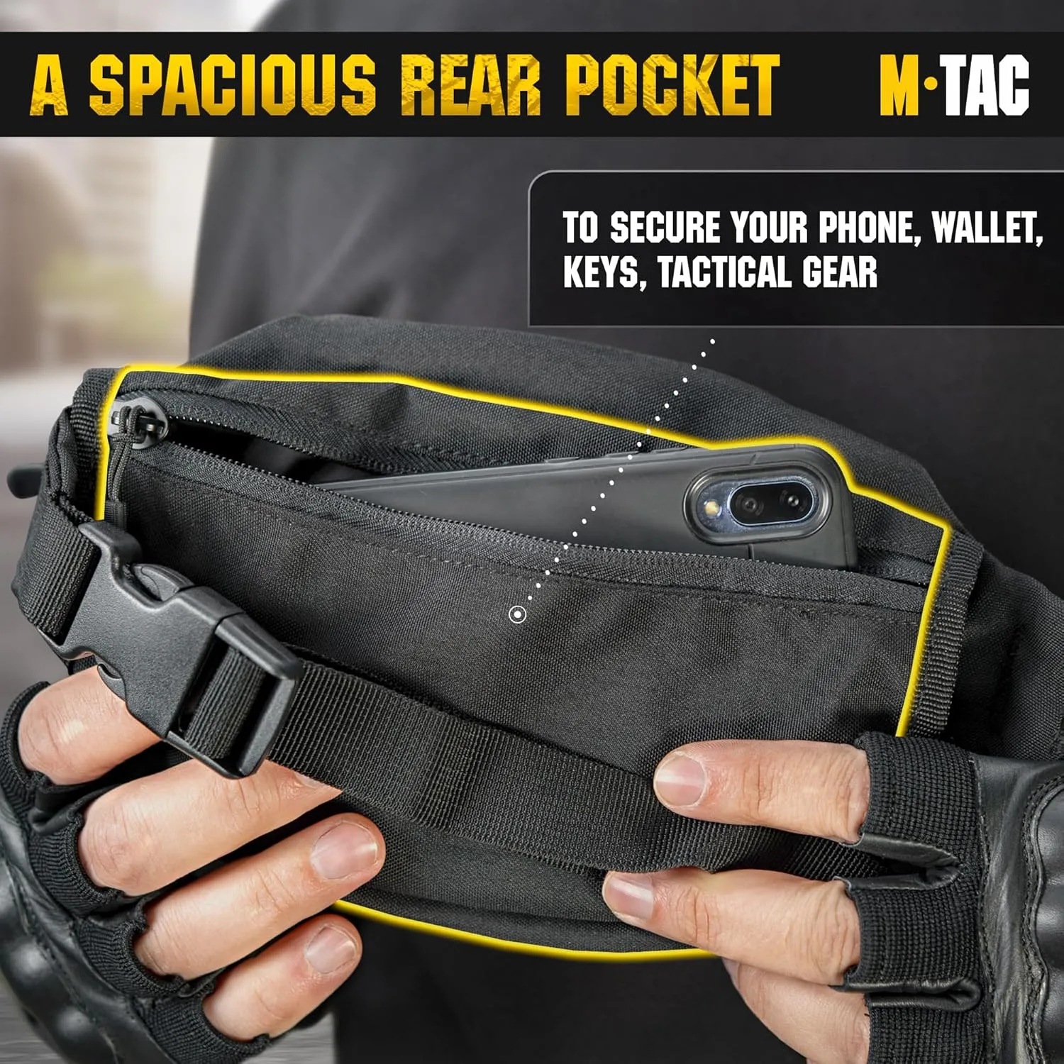 M-Tac Small Companion Waist Pack - Tactical Style Belt Bag EDC - Fanny Pack for Men (Black)