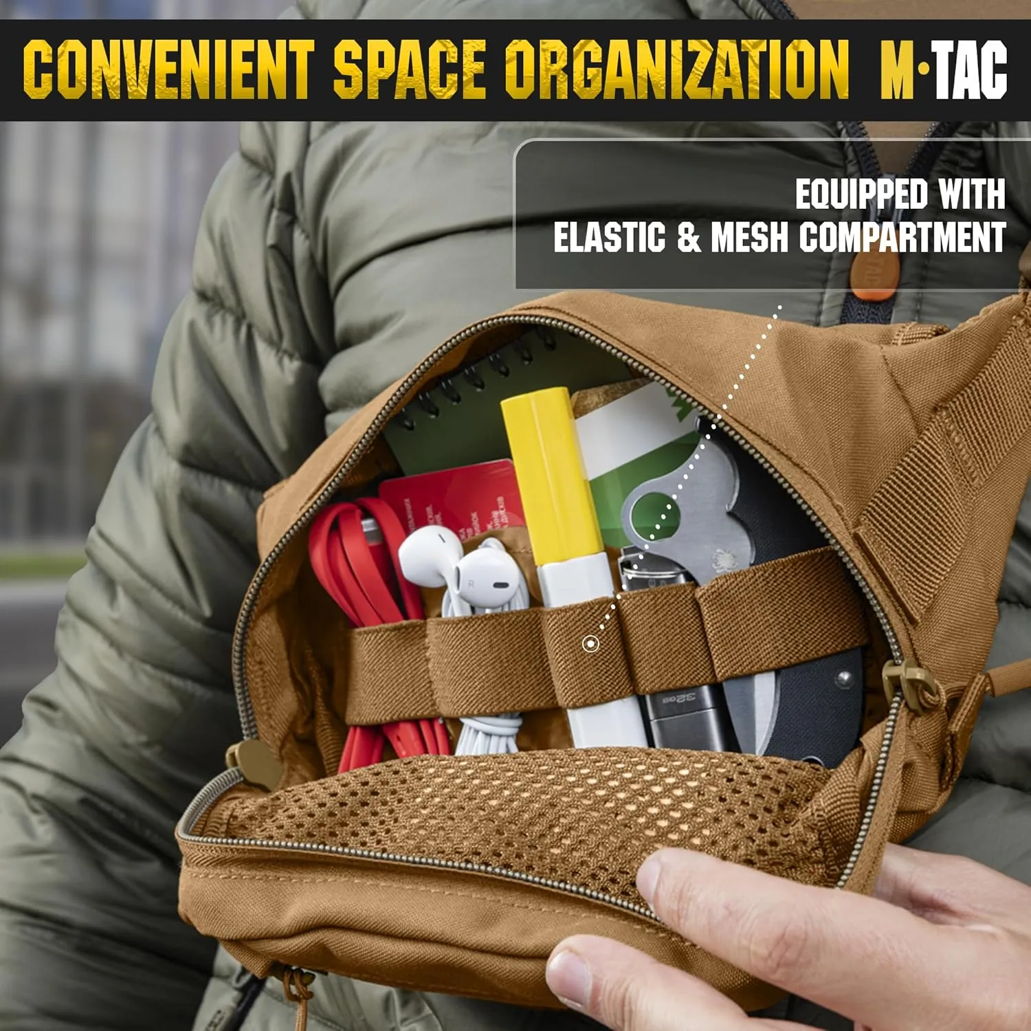 M-Tac Small Companion Waist Pack - Tactical Style Belt Bag EDC - Fanny Pack for Men (Dark Coyote)