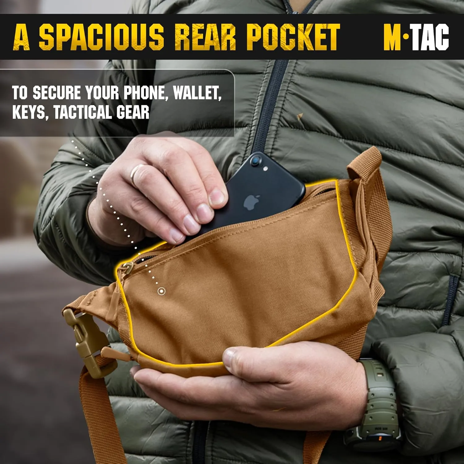 M-Tac Small Companion Waist Pack - Tactical Style Belt Bag EDC - Fanny Pack for Men (Dark Coyote)