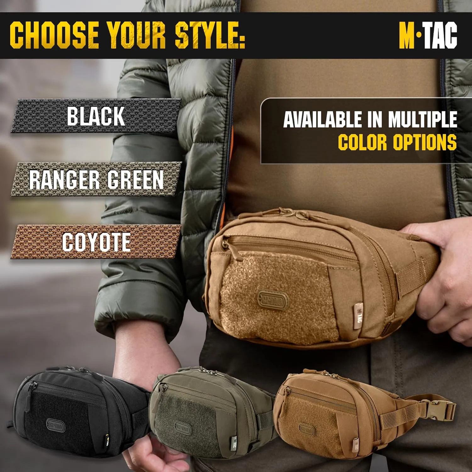 M-Tac Small Companion Waist Pack - Tactical Style Belt Bag EDC - Fanny Pack for Men (Dark Coyote)