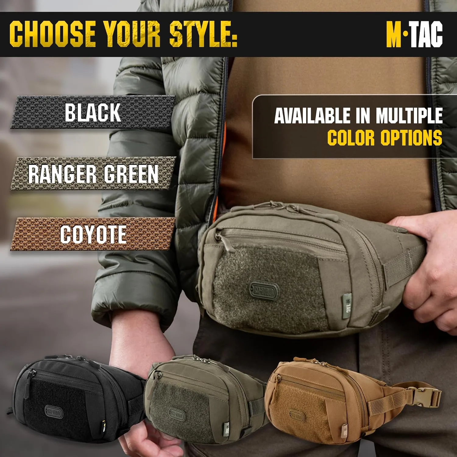 M-Tac Small Companion Waist Pack - Tactical Style Belt Bag EDC - Fanny Pack for Men (Ranger Green)