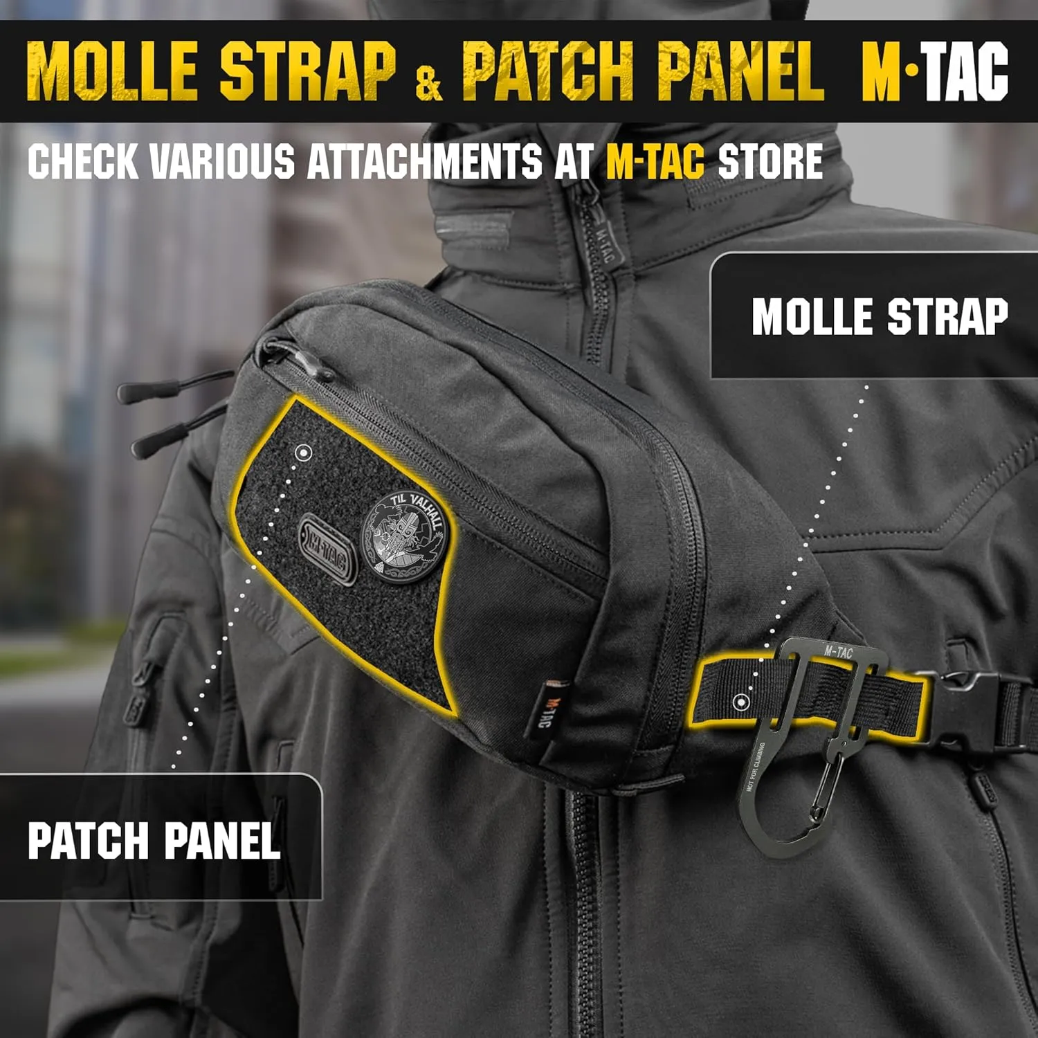 M-Tac Tactical Fanny Pack for Men - Large Companion Waist Bag - Black Cross Body Belt Bag for EDC - Waist Pack