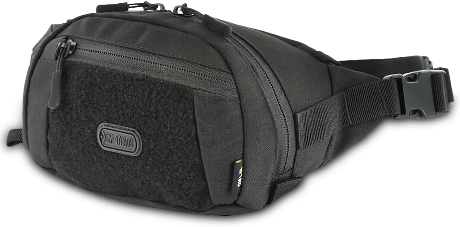 M-Tac Tactical Fanny Pack for Men - Large Companion Waist Bag - Black Cross Body Belt Bag for EDC - Waist Pack