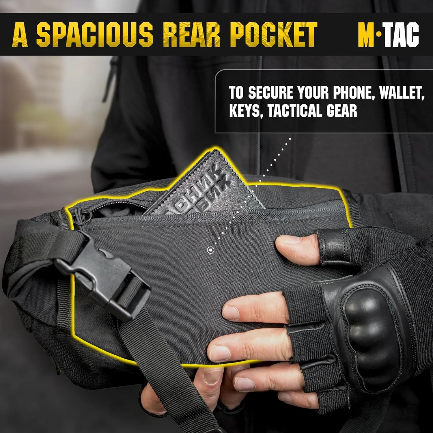 M-Tac Tactical Fanny Pack for Men - Large Companion Waist Bag - Black Cross Body Belt Bag for EDC - Waist Pack