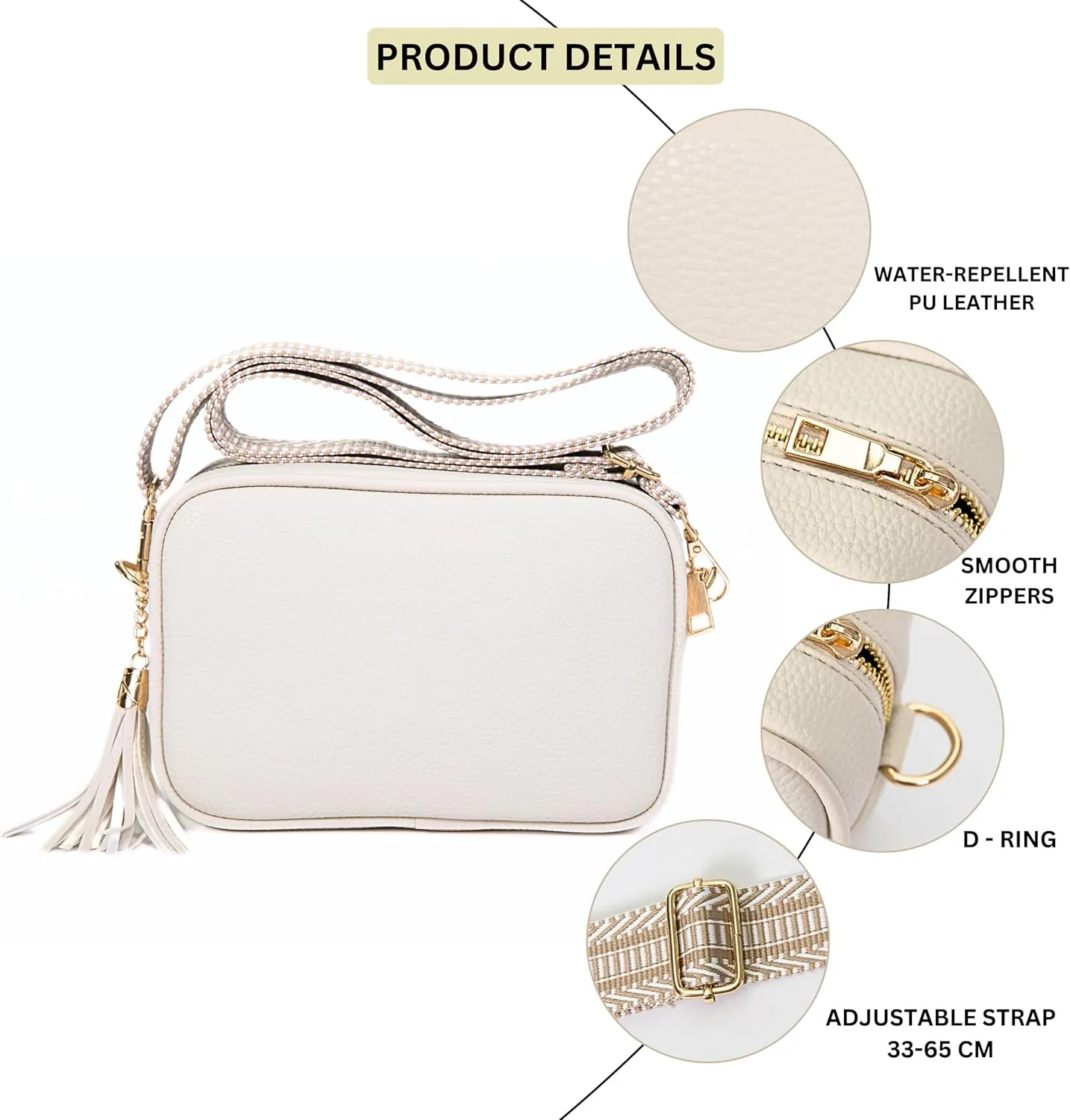 Mabel Crossbody Bag for Women Lightweight mall Shoulder Handbag Bag with Wide Adjustable Canvas Strap, Lightweight - Drew