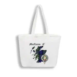MacLaren Scottish Clan Tote Bag with Clan Tartan and Crest