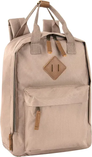 MADISON & DAKOTA Canvas Mini Backpack for Everyday & Day Pack Rucksack in Solid Color Blocks (Almond)