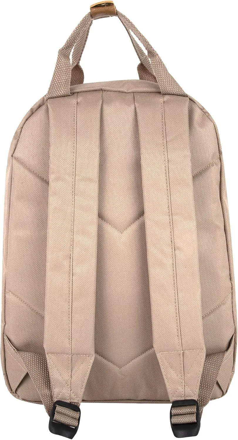 MADISON & DAKOTA Canvas Mini Backpack for Everyday & Day Pack Rucksack in Solid Color Blocks (Almond)