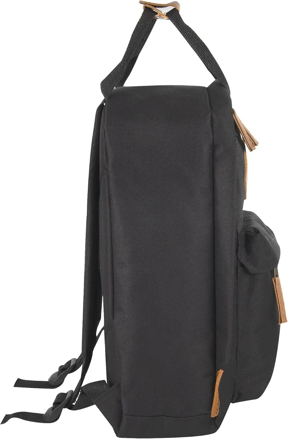MADISON & DAKOTA Canvas Mini Backpack for Everyday & Day Pack Rucksack in Solid Color Blocks (Black)