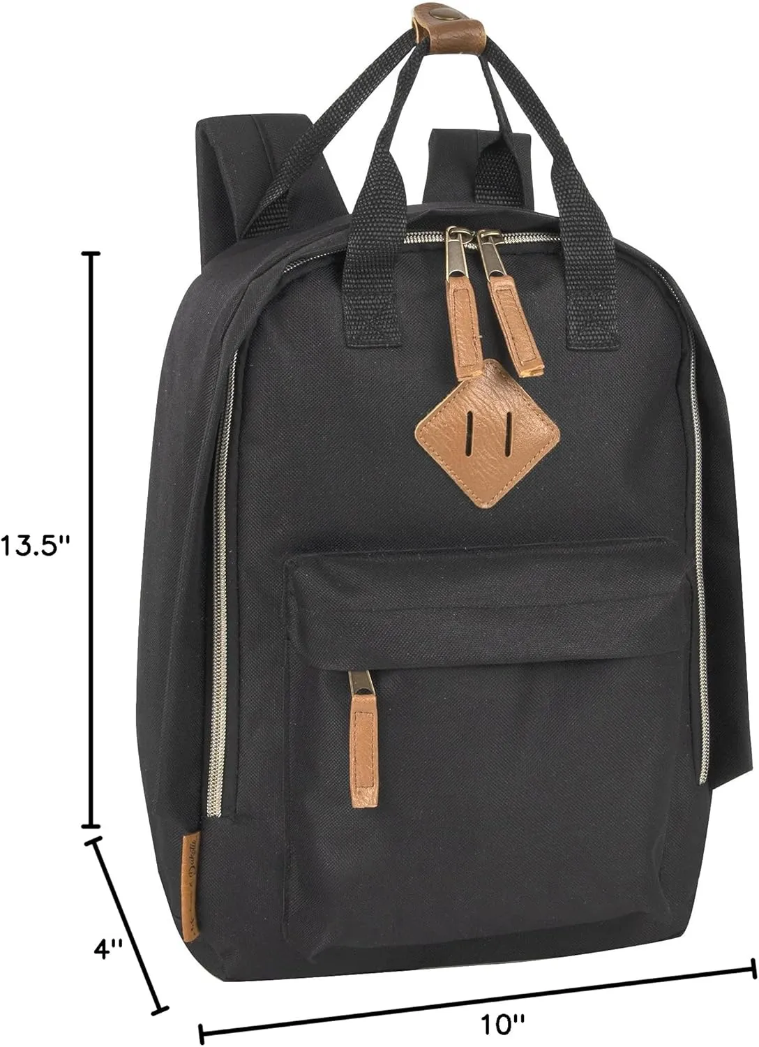 MADISON & DAKOTA Canvas Mini Backpack for Everyday & Day Pack Rucksack in Solid Color Blocks (Black)